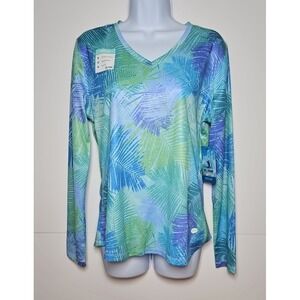 Reel Legends Tropical UV Protection Long Sleeve Sun Shirt Size Medium NWT